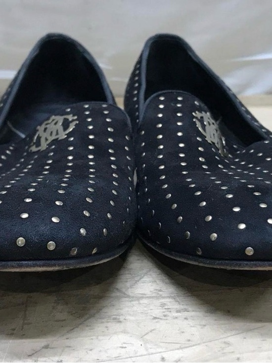 Roberto Cavalli Black Velvet Studded Slip-On Loafers with Gold Emblem Size 10 US main image 4